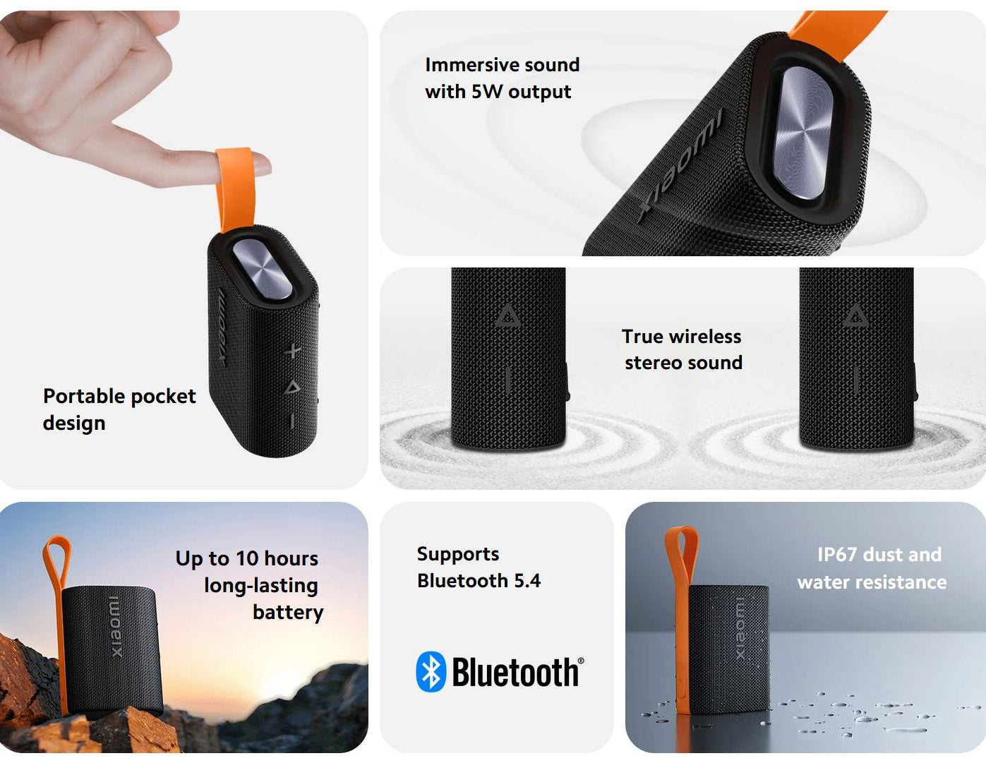 Prenosni Bluetooth zvočnik Xiaomi Sound Pocket, 5W, vodoodporen, črn QBH4269GL
