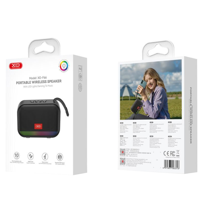 Prenosni Bluetooth zvočnik XO Design F66, 5W, RGB, črn