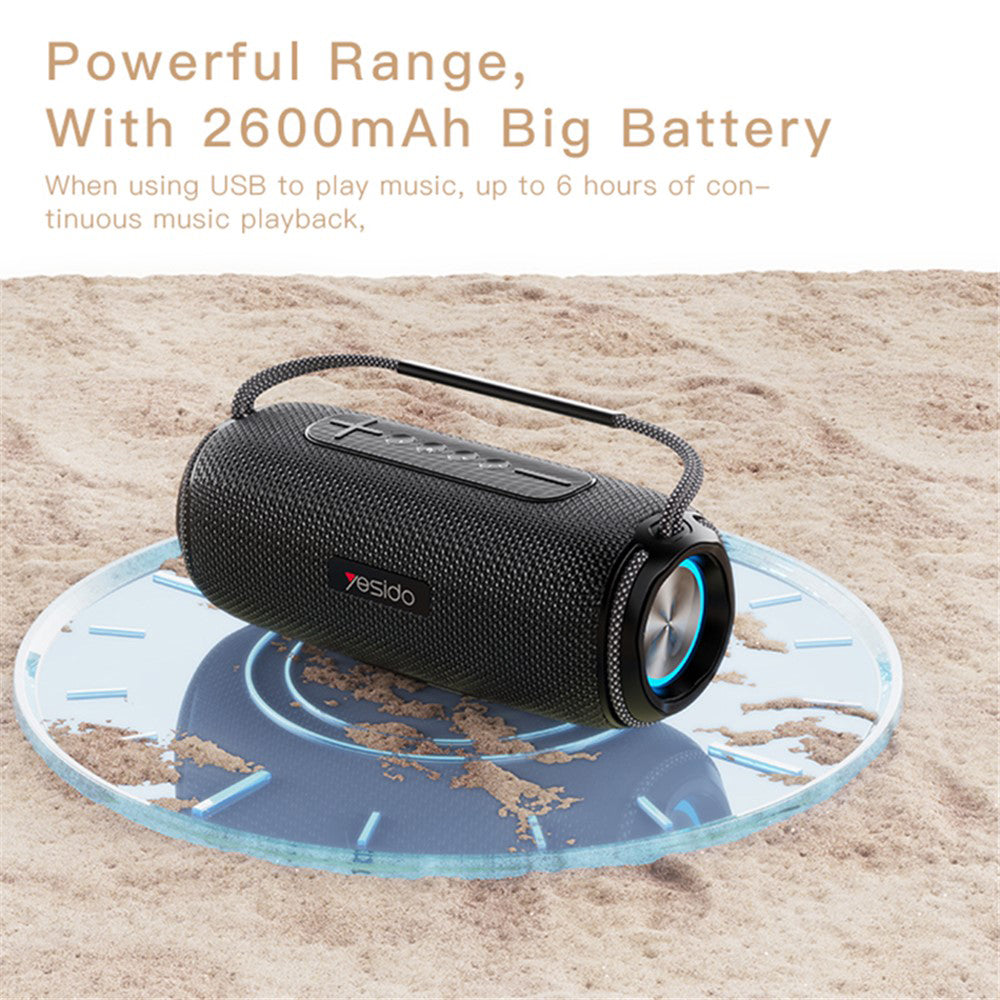 Yesido YSW11 Portable Bluetooth Speaker, 40W, RGB, Waterproof, Black
