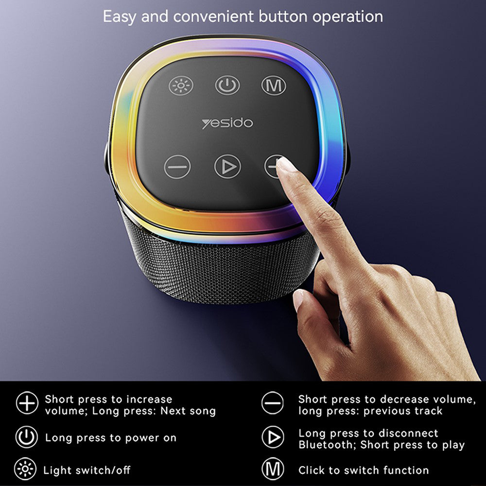 Prenosni Bluetooth zvočnik Yesido YSW25, 5W, RGB, črn