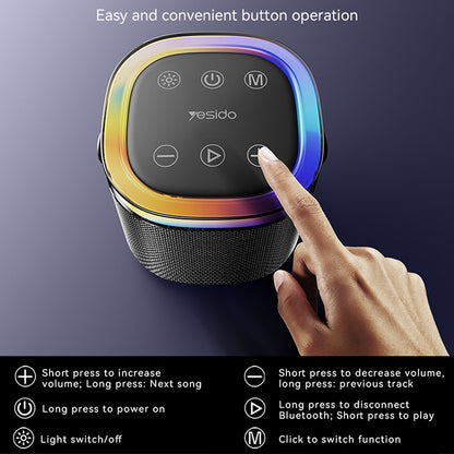 Prenosni Bluetooth zvočnik Yesido YSW25, 5W, RGB, črn