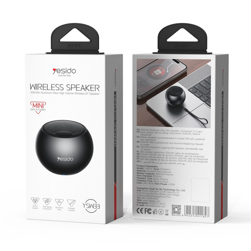 Bluetooth zvočnik Yesido YSW33, 3W, črn