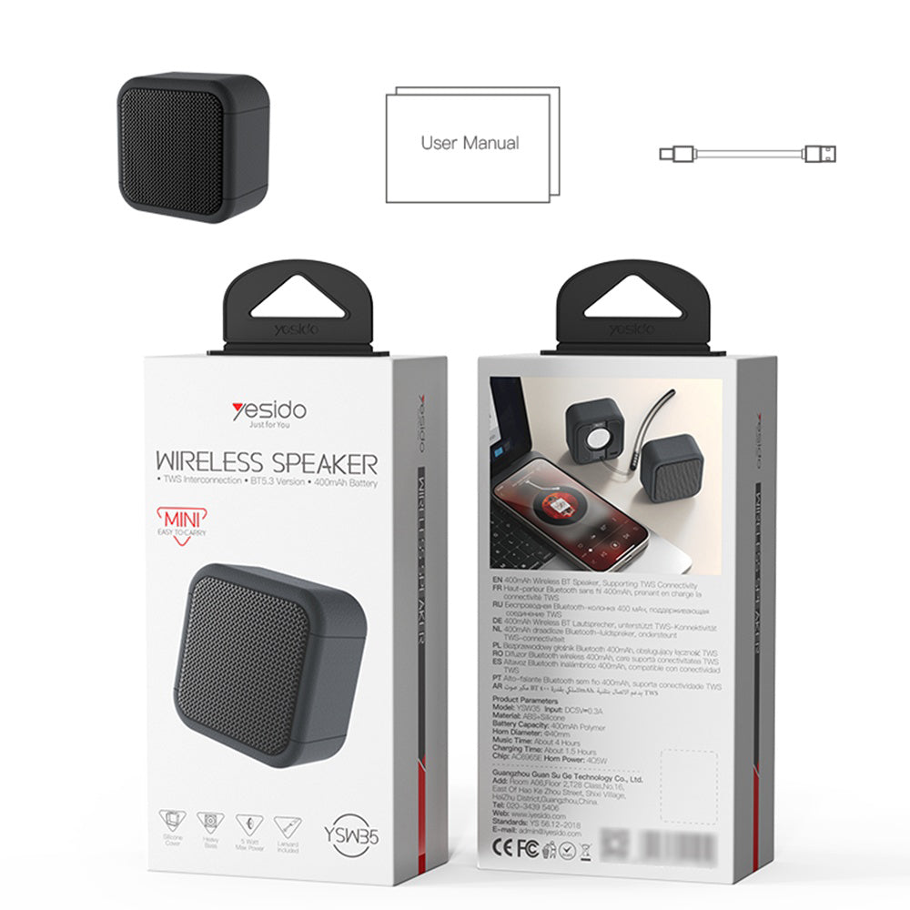 Prenosni Bluetooth zvočnik Yesido YSW35, 5W, TWS, vodoodporen, črn