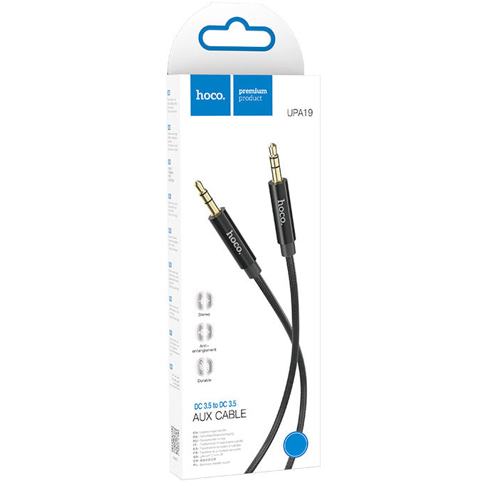 Audio kabel 3.5mm - 3.5mm HOCO UPA19, 2m, črn