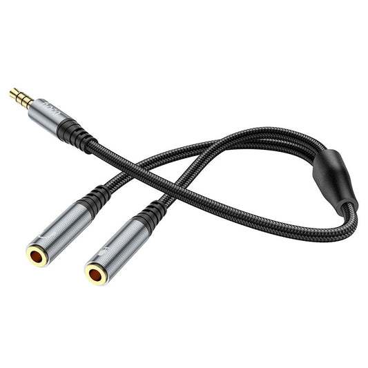 Audio adapter 3.5mm - 2 x 3.5mm HOCO UPA21-2, 0.25m, črn