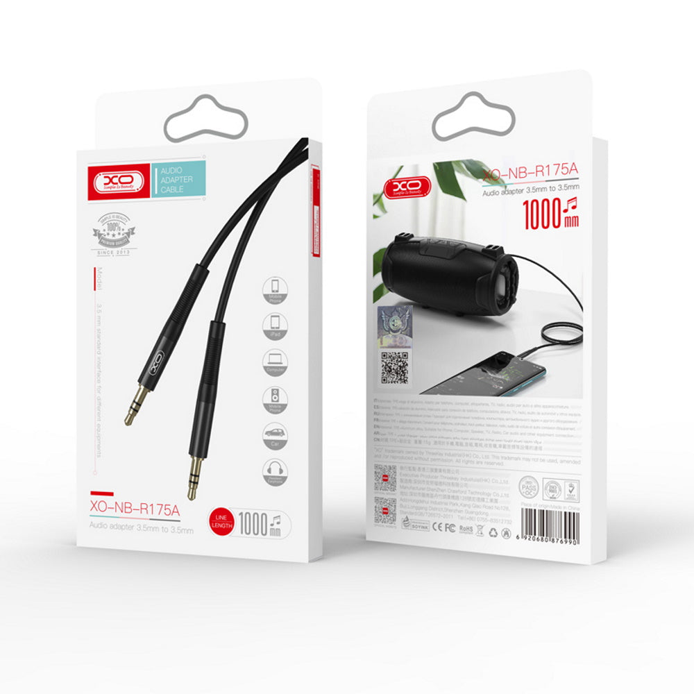 Audio kabel 3.5mm - 3.5mm XO Design NB-R175B, 2m, črn