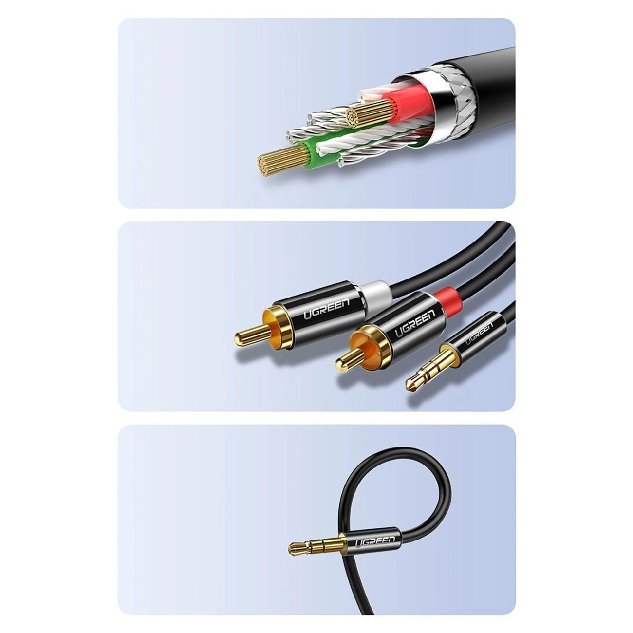 3.5mm Audio Cable - 2 x RCA UGREEN AV116, 1m, Black