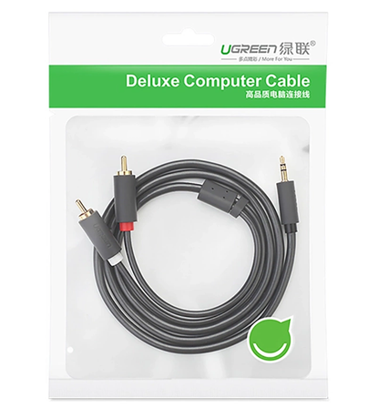 Audio kabel 3.5mm - 2 x RCA UGREEN AV102, 2m, črn