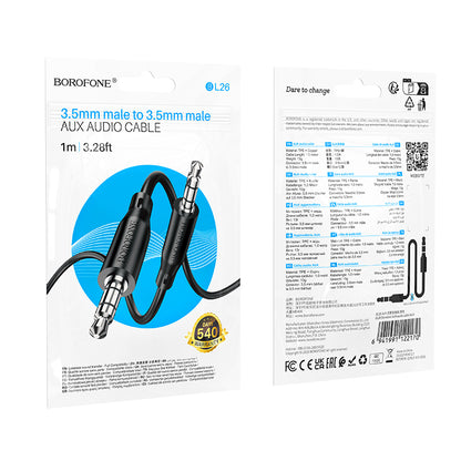 3,5 mm - 3,5 mm avdio kabel Borofone BL26 Standard, 1 m, črn