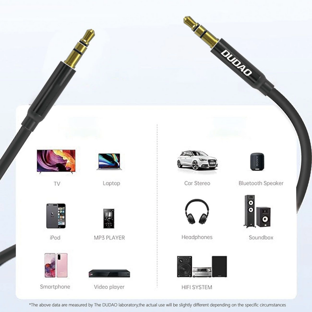 3,5 mm - 3,5 mm avdio kabel Dudao L12s, 1 m, črn