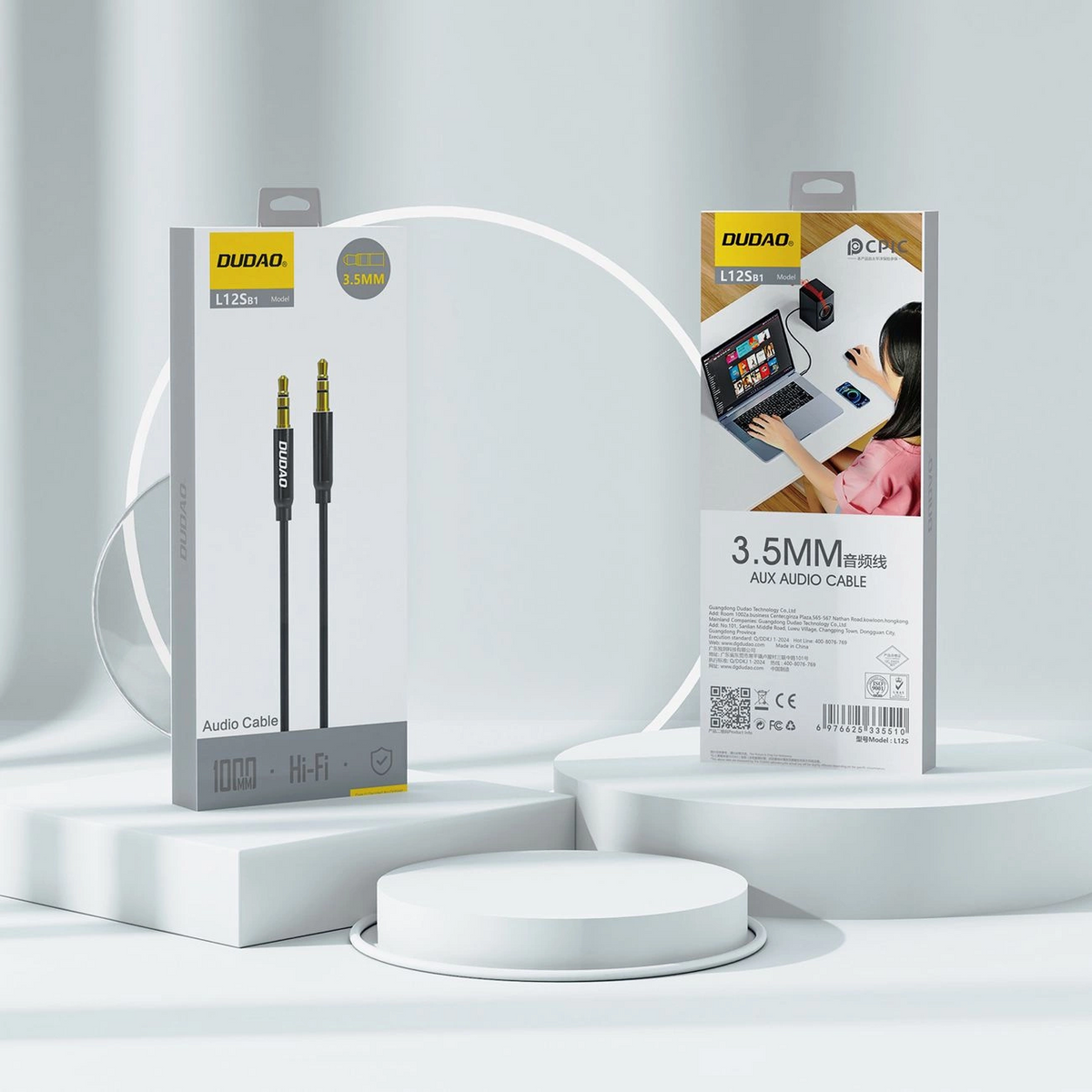 3,5 mm - 3,5 mm avdio kabel Dudao L12s, 1 m, črn