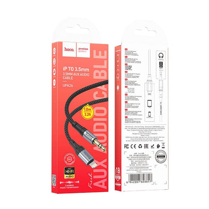 Audio kabel Lightning - 3,5 mm HOCO UPA26, 1 m, črn