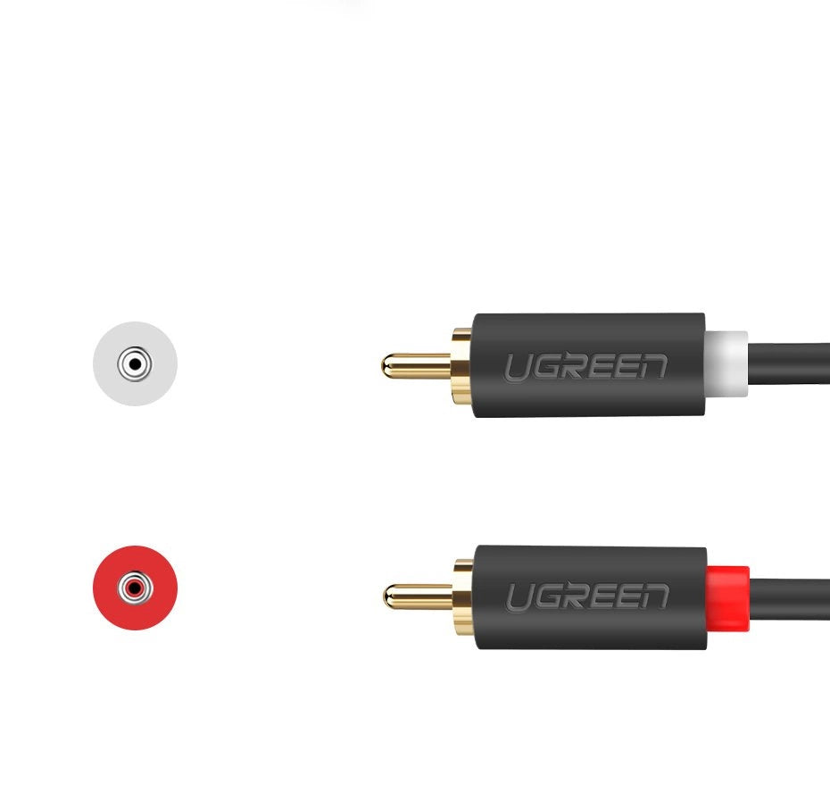 Audio kabel UGREEN AV104, 2 x RCA - 2 x RCA, 2m, črn