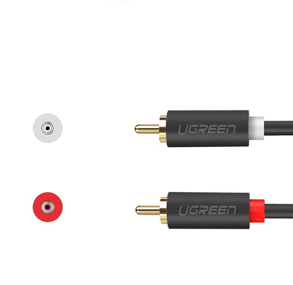 Audio kabel UGREEN AV104, 2 x RCA - 2 x RCA, 2m, črn