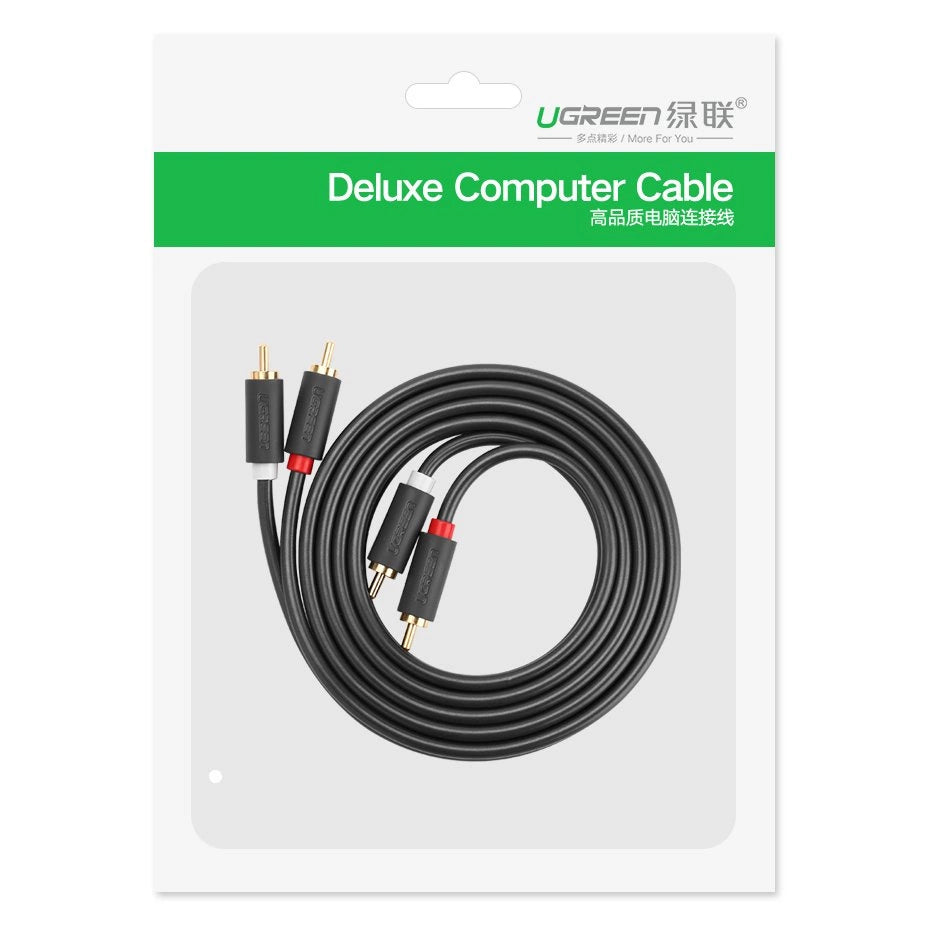 Audio kabel UGREEN AV104, 2 x RCA - 2 x RCA, 2m, črn