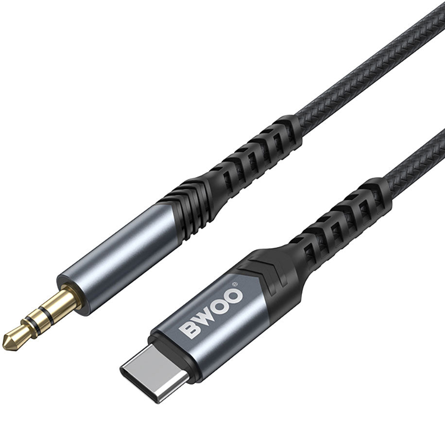 Zvočni kabel USB-C - 3,5 mm BWOO BO-AUX066, 1,2 m, črn 