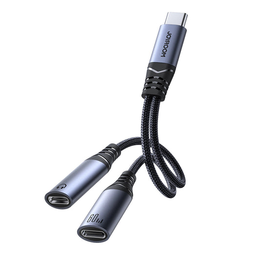 Avdio kabel USB-C - 2 x USB-C Joyroom SY-C03, 0.14m, črn