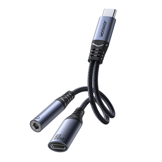 Avdio kabel USB-C - 3.5mm / USB-C Joyroom SY-C02, 0.14m, črn