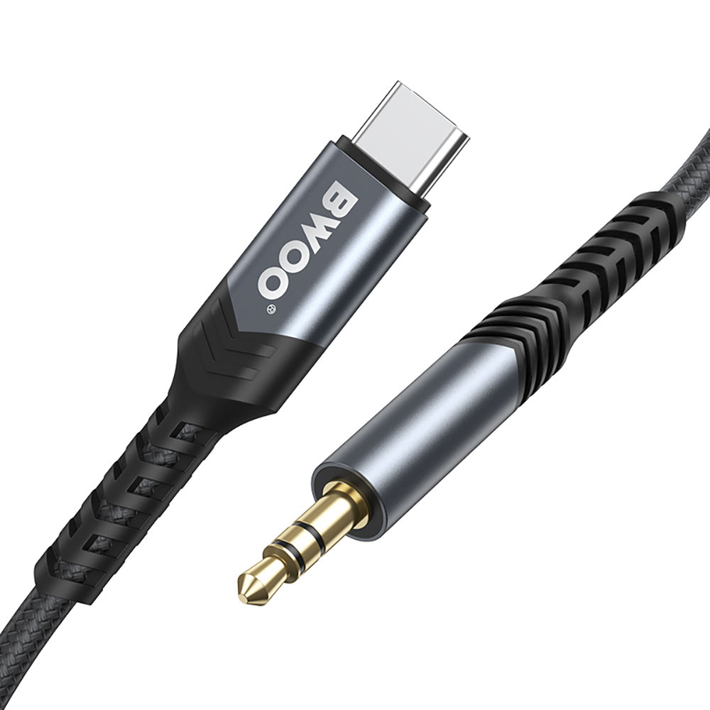 Zvočni kabel USB-C - 3,5 mm BWOO BO-AUX066, 1,2 m, črn 