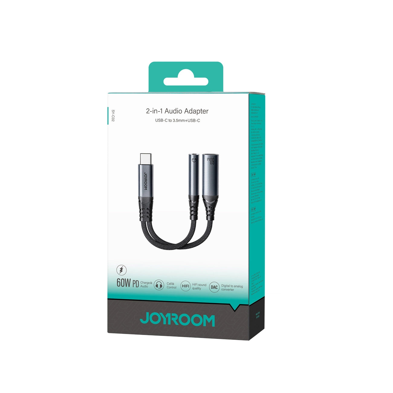 Avdio kabel USB-C - 3.5mm / USB-C Joyroom SY-C02, 0.14m, črn