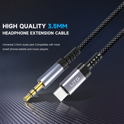 Avdio kabel USB-C - 3.5mm Lito LA01T, 1m, črn
