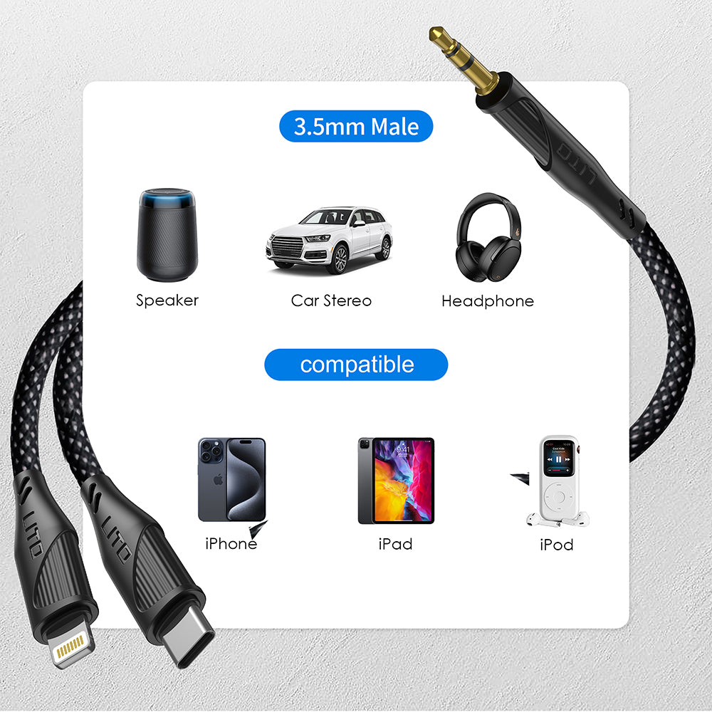 Audio kabel USB-C - 3.5mm Lito LA02, 1m, črn