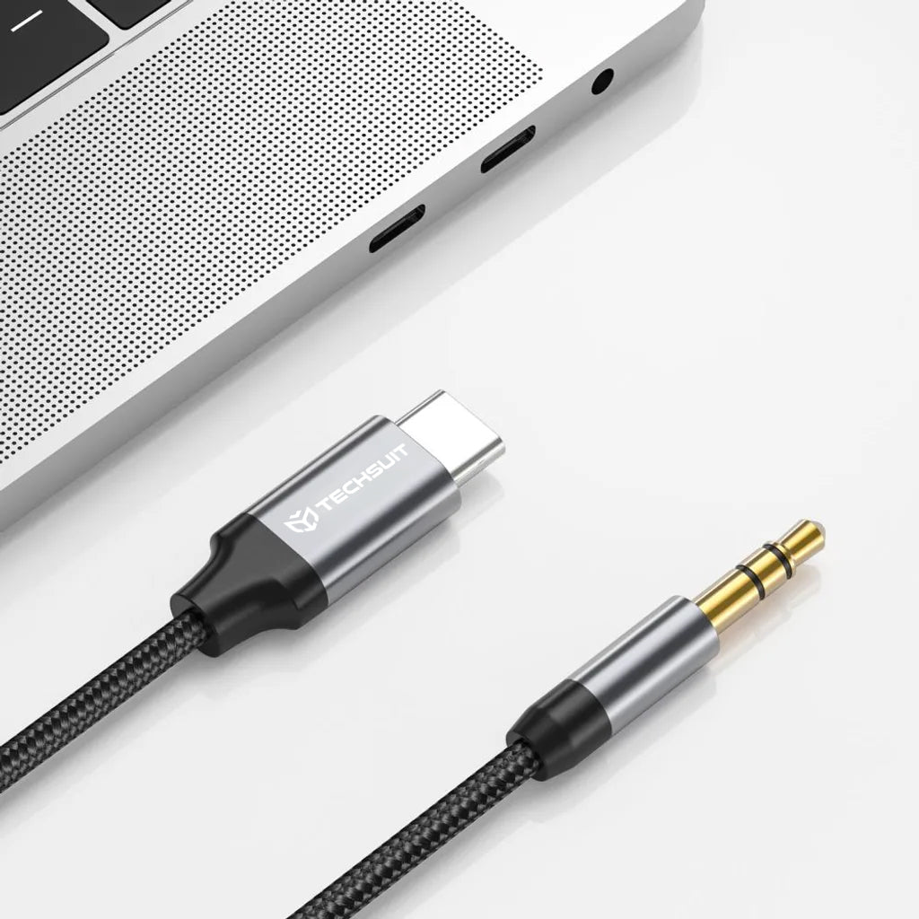 Avdio kabel USB-C - 3.5mm Techsuit AC11 FuseXound, 0.5m, Siv