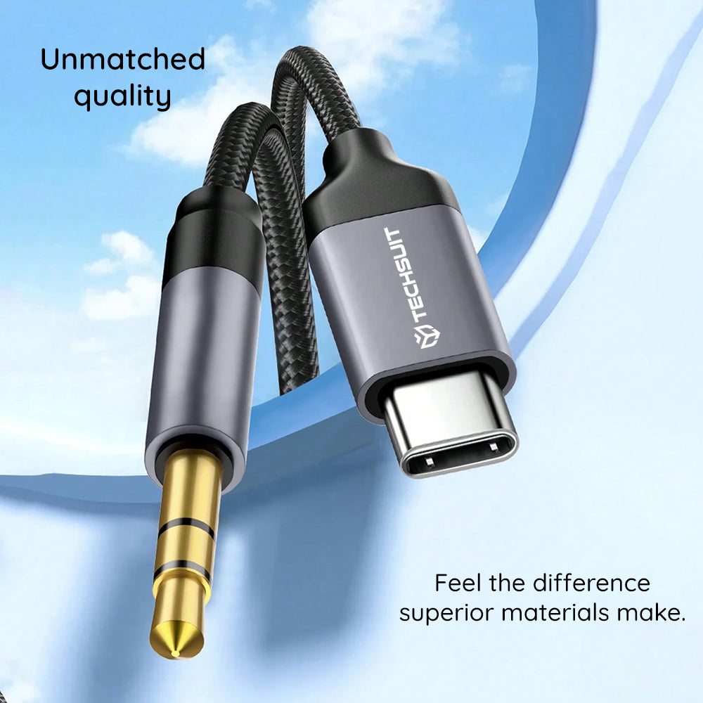 Avdio kabel USB-C - 3.5mm Techsuit AC11 FuseXound, 0.5m, Siv