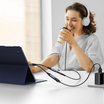 Avdio kabel USB-C - 3.5mm / USB-C Joyroom SY-C02, 0.14m, črn