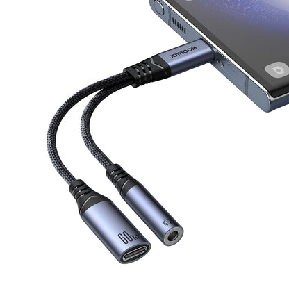 Avdio kabel USB-C - 3.5mm / USB-C Joyroom SY-C02, 0.14m, črn