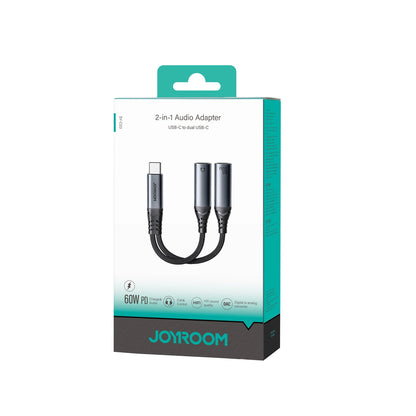 Avdio kabel USB-C - 2 x USB-C Joyroom SY-C03, 0.14m, črn