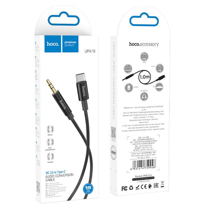 Avdio kabel USB-C - 3,5 mm HOCO UPA19, 1m, črn