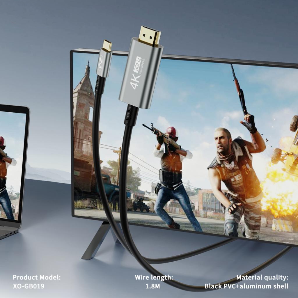 Avdio in video kabel USB-C - HDMI XO Design GB019, 1.8m, črn