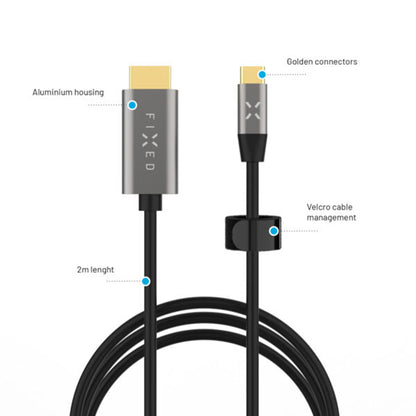 Avdio in video kabel USB-C - HDMI Fixed, 2m, siv