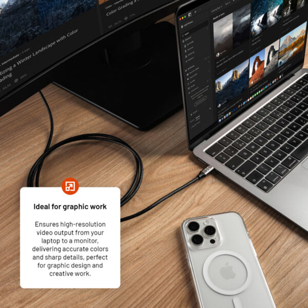 Avdio in video kabel USB-C - HDMI Fixed, 2m, siv