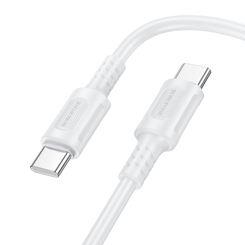 Podatkovni in polnilni kabel USB-C - USB-C Borofone BX111 Feliz, 60 W, 1 m, bel 
