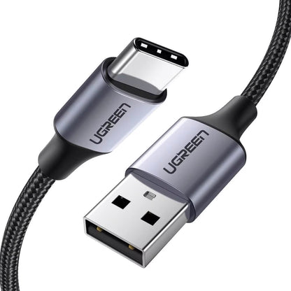 Podatkovni in polnilni kabel USB-A z USB-C UGREEN US288, 18 W, 0,5 m, črn 