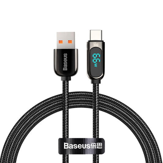 Kabel za podatke in polnjenje USB-A - USB-C Baseus Display, 66W, 2m, črn CASX020101