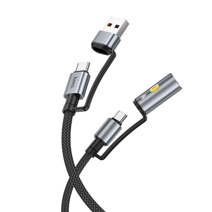 Kabel za prenos podatkov in polnjenje USB-C / USB-A - USB-C / Električni vžigalnik HOCO U138, 60W, 1.2m, črn