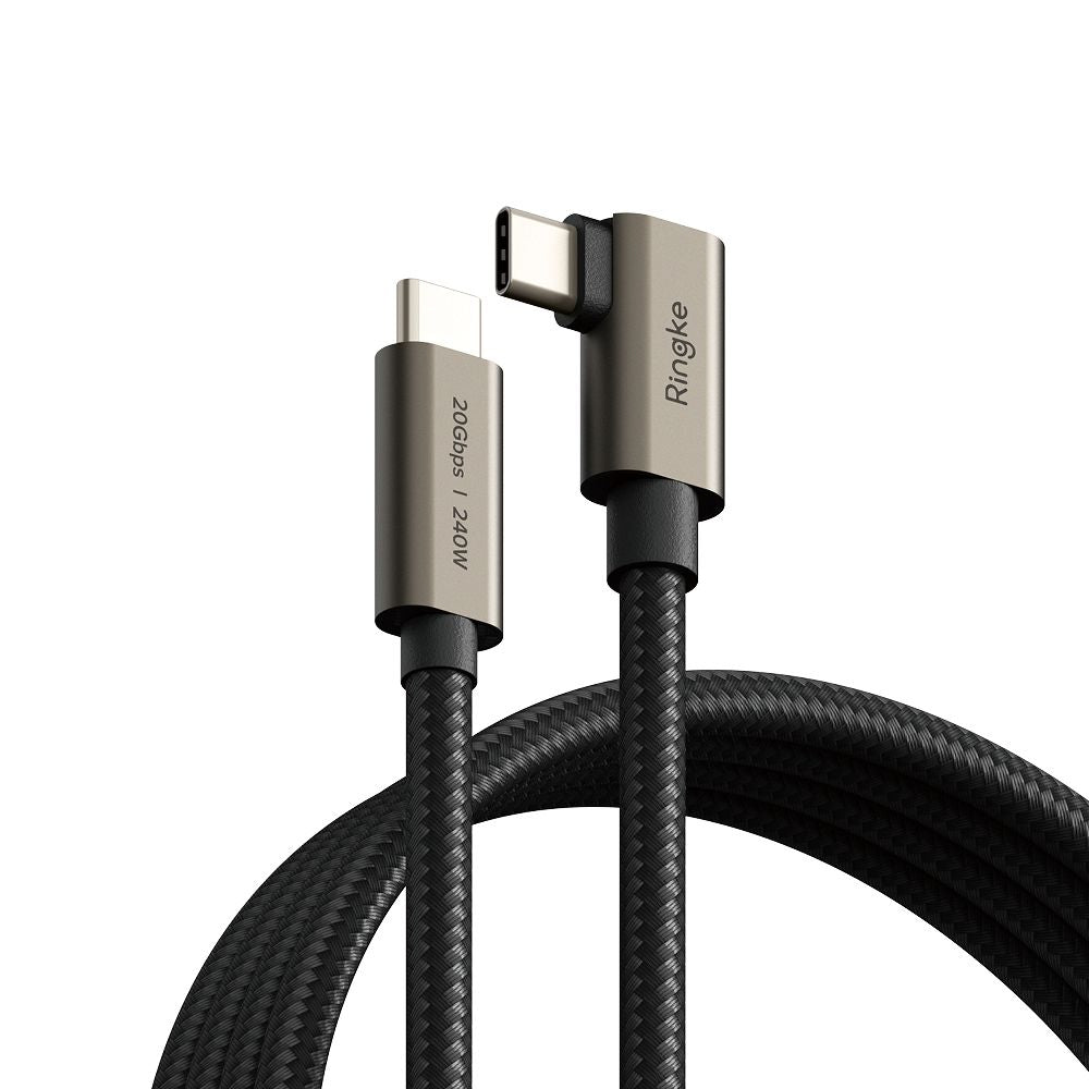 Kabel za podatke in polnjenje USB-C - USB-C Ringke 2X2 Angled, 240W, 1m, črn