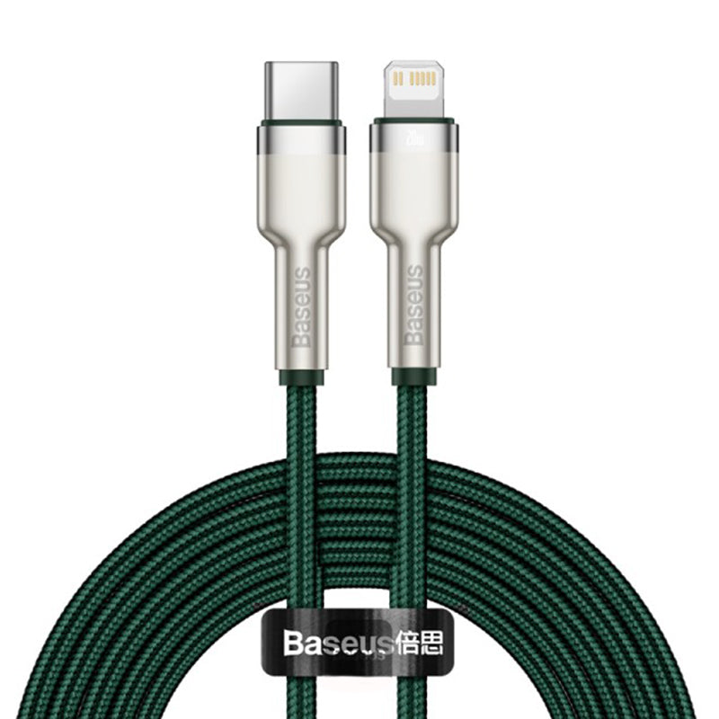 Kabel za podatke in polnjenje USB-C - Lightning Baseus Cafule Metal Series, 20W, 2m, Zelen CATLJK-B06