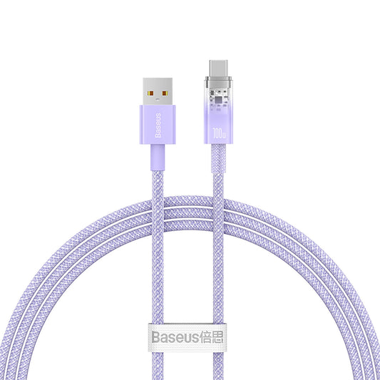 Kabel za podatke in polnjenje USB-A - USB-C Baseus Explorer, 100W, 1m, Vijolična CATS010405