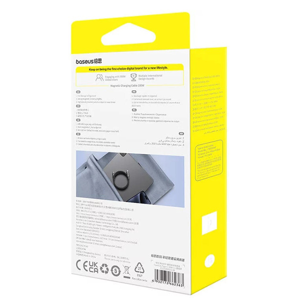 Kabel za podatke in polnjenje USB-C - USB-C Baseus Tungsten Gold, 100W, 1m, črn P10319805111-00