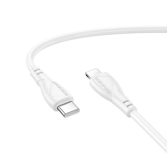 Podatkovni in polnilni kabel USB-C - Lightning Borofone BX121 Energy, 27W, 1m, Bel