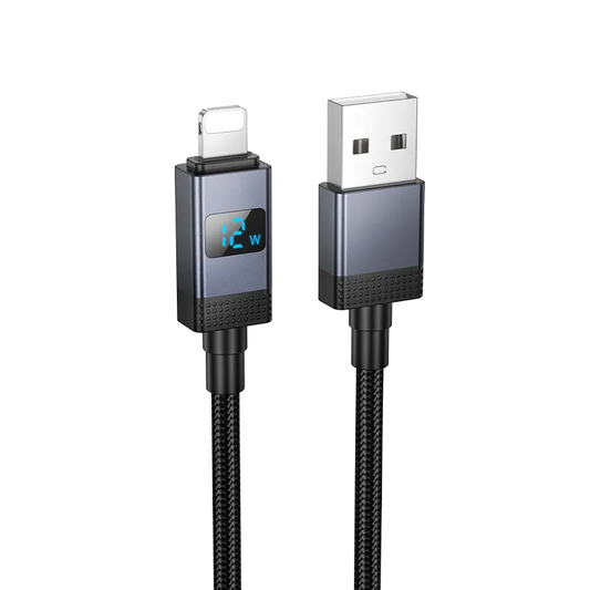 Kabel za podatke in polnjenje USB-A - Lightning HOCO X118 Display, 12W, 1m, črn
