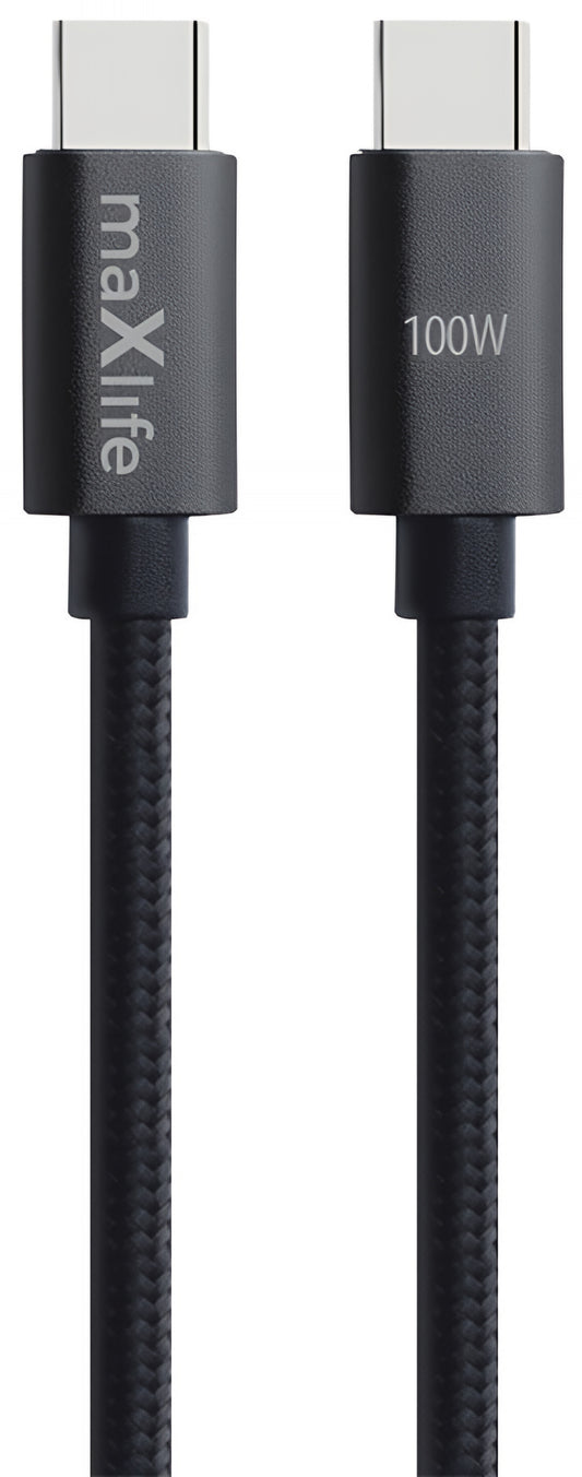 Kabel za podatke in polnjenje USB-C - USB-C MaXlife MXUC-12, 100W, 1m, črn