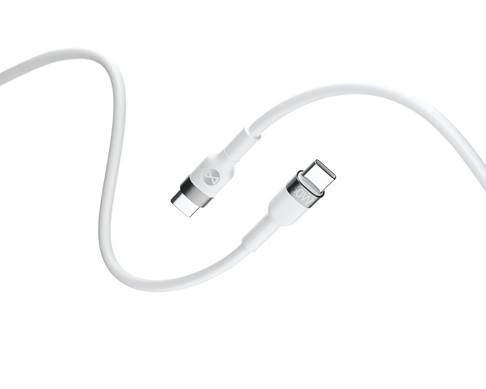 Kabel za podatke in polnjenje USB-C - USB-C Forever Flexible, 60W, 2m, Bel