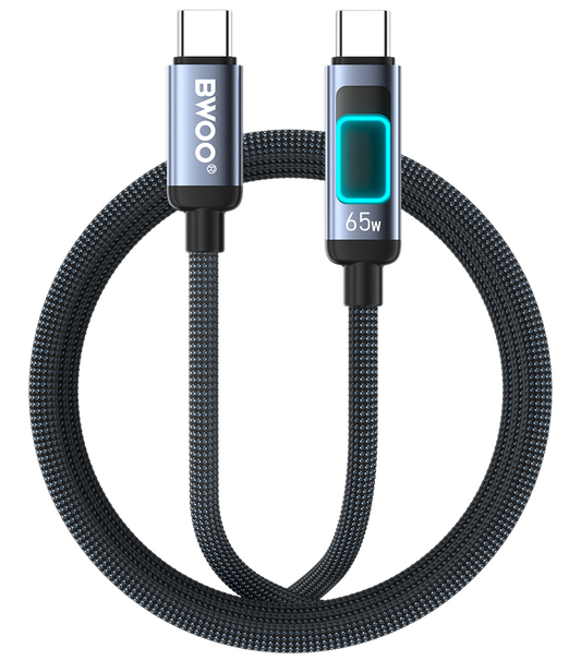 USB-C podatkovni in polnilni kabel - USB-C BWOO X324CC Display, 65W, 1m, Črn