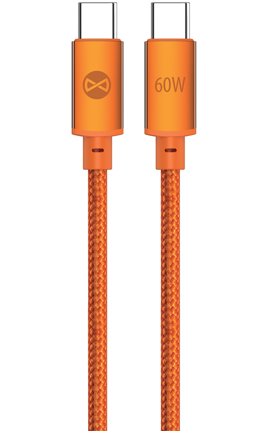 USB-C podatkovni in polnilni kabel - USB-C Forever Saffron, 60W, 1m, oranžna
