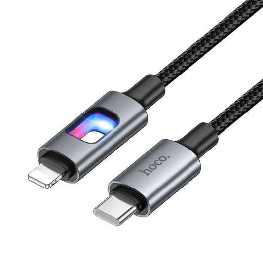 USB-C - Lightning podatkovni in polnilni kabel HOCO U144 Led, 27W, 1,2 m, črn